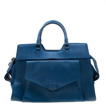 Pre Owned Proenza Schouler Blue Leather Large PS13 Satchel