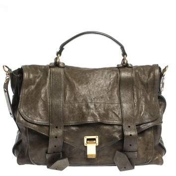 Pre Owned Proenza Schouler Seaweed Green Leather PS1 Top Handle Bag