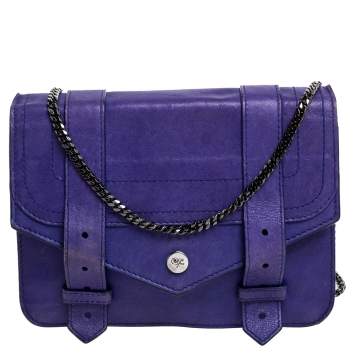 Pre Owned Proenza Schouler Blue Leather PS1 Wallet On Chain