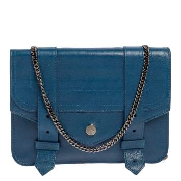 Pre Owned Proenza Schouler Blue Leather PS1 Crossbody Bag