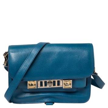 Pre Owned Proenza Schouler Blue Leather Mini Classic PS11 Shoulder Bag