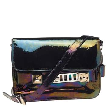 Pre Owned Proenza Schouler Multicolor Holographic Patent Leather Mini Classic PS11 Shoulder Bag