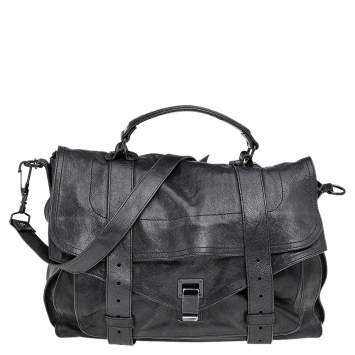 Pre Owned Proenza Schouler Black Leather Large PS1 Top Handle Bag