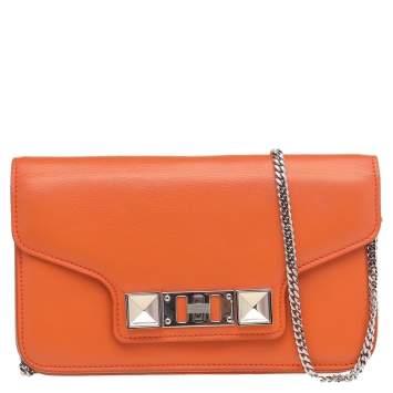 Pre Owned Proenza Schouler Orange Leather PS11 Chain Clutch