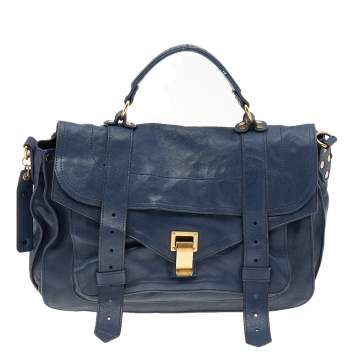 Pre Owned Proenza Schouler Blue Leather PS1 Top Handle Bag