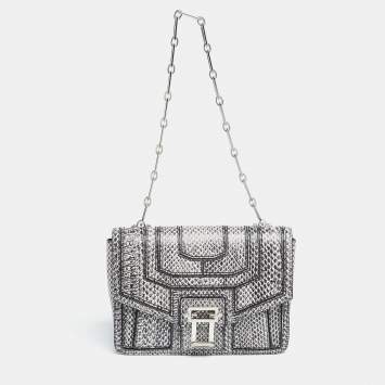 Pre Owned Proenza Schouler Black/White Python Hava Chain Bag