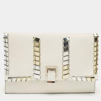 Pre Owned Proenza Schouler White/Metallic Leather Clutch