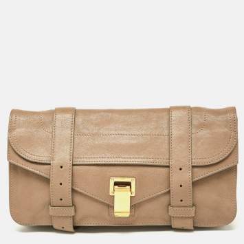 Pre Owned Proenza Schouler Beige Leather Flap PS1 Clutch