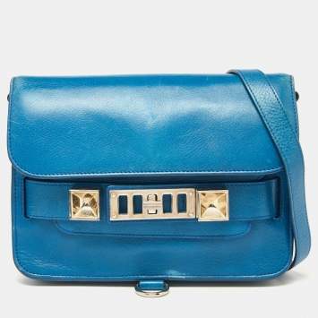 Pre Owned Proenza Schouler Blue Leather Mini Classic PS11 Shoulder Bag