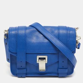 Pre Owned Proenza Schouler Blue Leather Mini PS1 Crossbody Bag