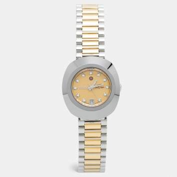 Pre Owned Rado Champagne Tungsten Carbide Two-tone Stainless Steel Diamond DiaStar R12403633 Women's Wristwatch 27.30 mm