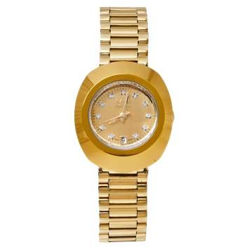 Pre Owned Rado Champagne Yellow Gold Tone Stainless Steel R12306303 DiaStar Quartz Women's Wristwatch 28MM