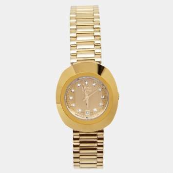 Pre Owned Rado Yellow Gold Tone Metal Diastar R12306303 Women's Wristwatch 27 mm