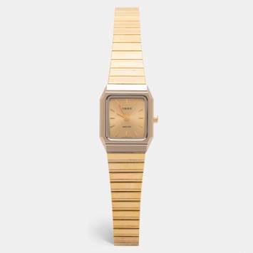 Pre Owned Rado Champagne Gold Plated Stainless Steel Tungsten Carbide Diastar R1027101706 Women's Wristwatch 20 mm