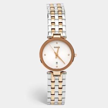 Pre Owned Rado Opaline White Two-Tone Stainless Steel Diamond Florence  111.3893.2.073 Women's Wristwatch 28 mm