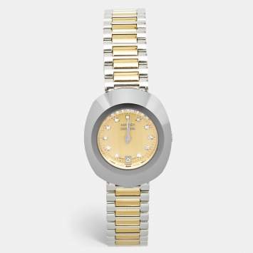 Pre Owned Rado Yellow Gold Tungsten Carbide Two-Tone Stainless Steel Diastar R12307304 Women's Wristwatch 27.3 mm