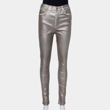 Pre Owned Rag & Bone Metallic Denim Skinny Fit Jeans M