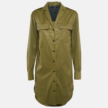 Pre Owned Rag & Bone Green Cotton Blend Shirt Dress XS