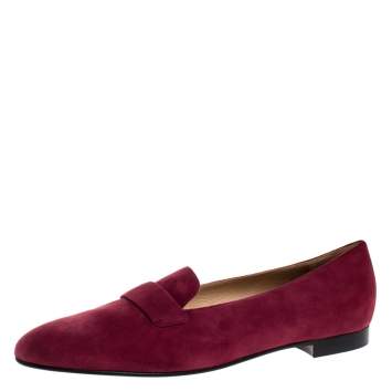 Pre Owned Ralph Lauren Red Suede Slip On Flat Loafers Size 42