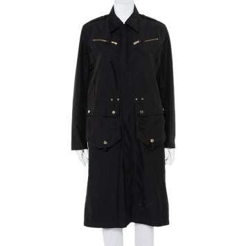 Pre Owned Ralph Lauren Collection Black Synthetic Zip Front Utility Coat M 