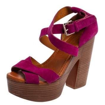 Pre Owned Ralph Lauren Collection Pink Suede Alannah Sandals Size 38