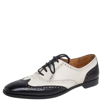 Pre Owned Ralph Lauren Collection White/Black Brogue Leather Oxfords Size 37.5