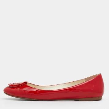 Pre Owned Ralph Lauren Collection Red Patent Leather Ballet Flats Size 40