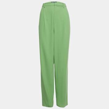 Pre Owned Ralph Lauren Green Wool Straight Leg Trousers M