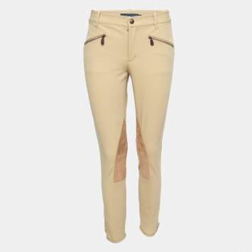 Pre Owned Ralph Lauren Beige Cotton Suede Patch Pants M Waist 28" 