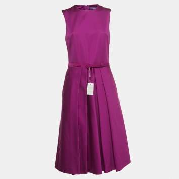 Pre Owned Ralph Lauren Purple Crepe Sleeveless Belted Cadence Dress M