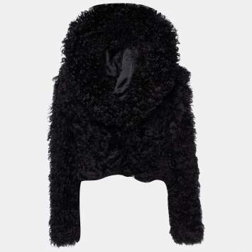 Pre Owned Ralph Lauren Black Shearling Cropped Jacket S