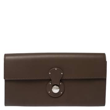 Pre Owned Ralph Lauren Dark Beige Soft Leather Ricky Continental Wallet