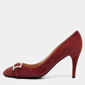 Pre Owned Ralph Lauren Burgundy Suede Pointed Toe Pumps Size 39