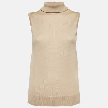Pre Owned Ralph Lauren Purple Label Beige Cashmere Knit Sweater M