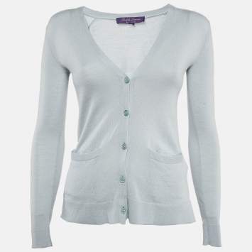 Pre Owned Ralph Lauren Purple Cashmere Button Front Cardigan XS