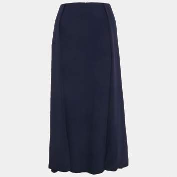 Pre Owned Ralph Lauren Purple Label  Crepe Drape Style Midi Skirt L