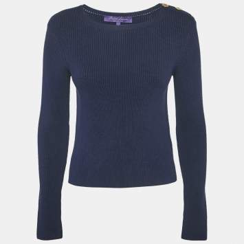 Ralph Lauren Purple Label Navy Blue Silk Knit Jumper M