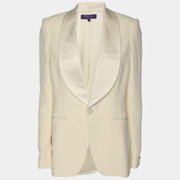 Ralph Lauren Purple Label Beige Silk Single Breasted Tuxedo Blazer S