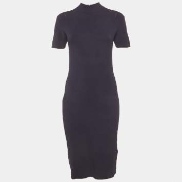 مملوكة مسبقًا Ralph Lauren Purple Label Navy Blue Rib Knit Short Dress S