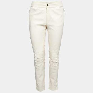 Pre Owned Ralph Lauren Purple Label Cream Leather Pants M