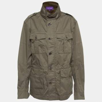 Pre Owned Ralph Lauren Purple Label Green Cotton Blend Windbreaker Jacket L