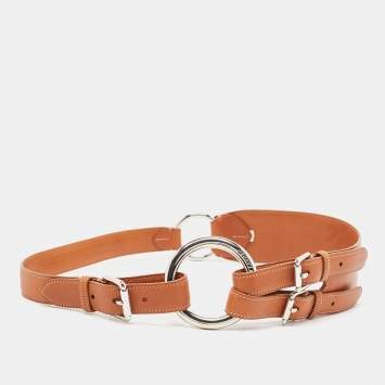 Pre Owned Ralph Lauren Brown Leather Buckle Waist Belt