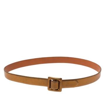 Pre Owned Ralph Lauren Gold Leather Buckle Belt 100CM
