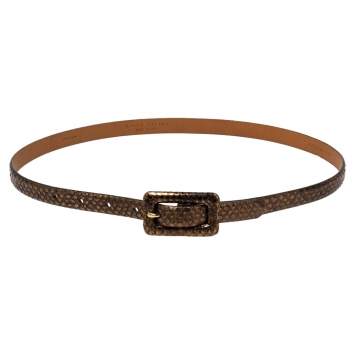 Pre Owned Ralph Lauren Metallic Bronze Python Slim Belt 85CM