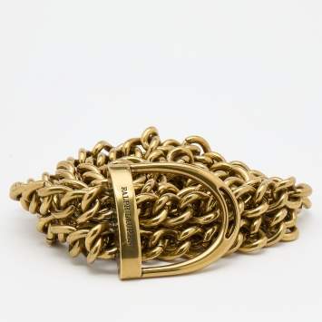 Pre Owned Ralph Lauren Metallic Brass Metal Chain Link Belt