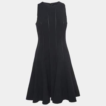 Pre Owned Ralph Lauren Black Wool Contrast Trim Mini Dress M