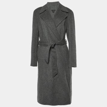 Pre Owned Ralph Lauren Grey Wool Belted Overcoat M