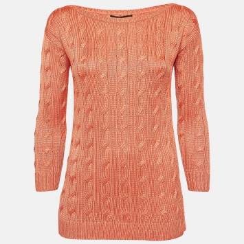 Pre Owned Ralph Lauren Orange Cable Knit Sweater XS