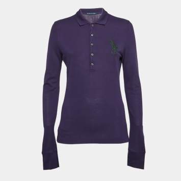 مملوكة مسبقًا Polo Ralph Lauren Purple Cotton Pique Long Sleeve Polo T-Shirt M
