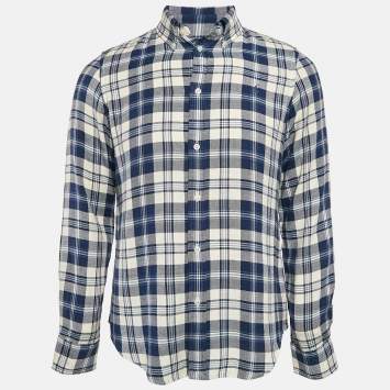 Pre Owned Ralph Lauren Blue Plaid Cotton Classic Fit Shirt L